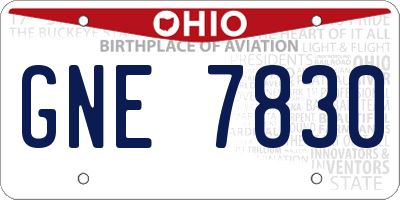 OH license plate GNE7830
