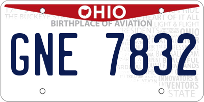 OH license plate GNE7832