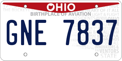 OH license plate GNE7837