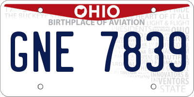 OH license plate GNE7839