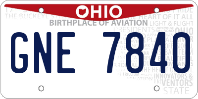 OH license plate GNE7840