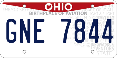 OH license plate GNE7844