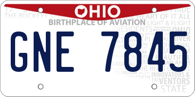 OH license plate GNE7845