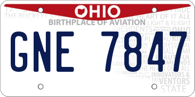 OH license plate GNE7847