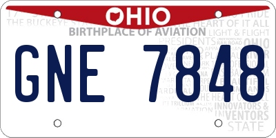 OH license plate GNE7848
