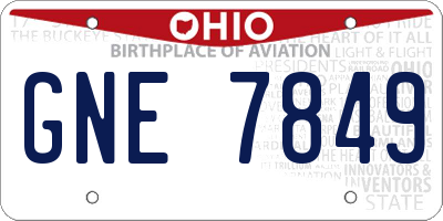 OH license plate GNE7849
