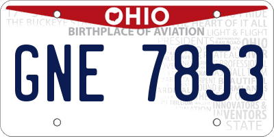 OH license plate GNE7853