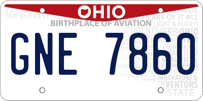 OH license plate GNE7860