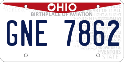OH license plate GNE7862