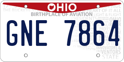 OH license plate GNE7864