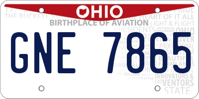 OH license plate GNE7865