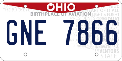 OH license plate GNE7866