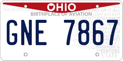 OH license plate GNE7867