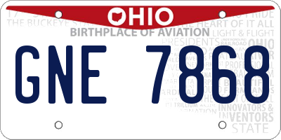 OH license plate GNE7868