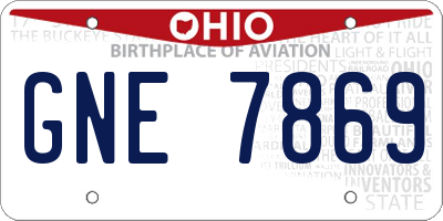 OH license plate GNE7869