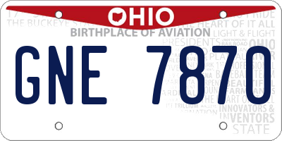 OH license plate GNE7870