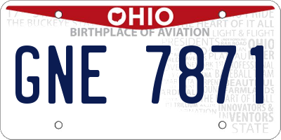 OH license plate GNE7871