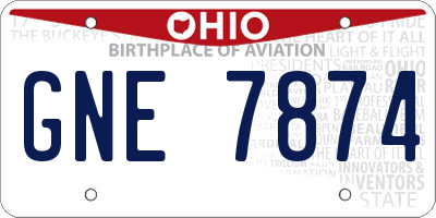 OH license plate GNE7874