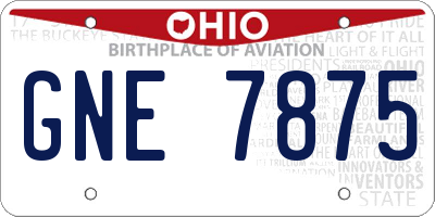 OH license plate GNE7875
