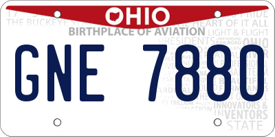 OH license plate GNE7880