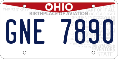 OH license plate GNE7890