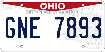 OH license plate GNE7893