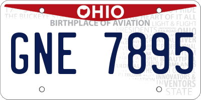 OH license plate GNE7895