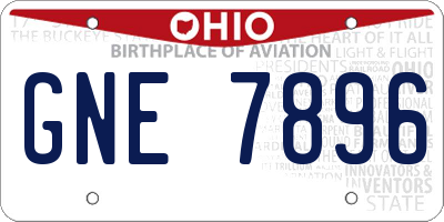 OH license plate GNE7896