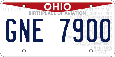 OH license plate GNE7900
