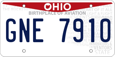 OH license plate GNE7910