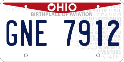 OH license plate GNE7912