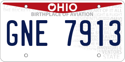 OH license plate GNE7913