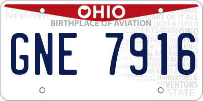 OH license plate GNE7916