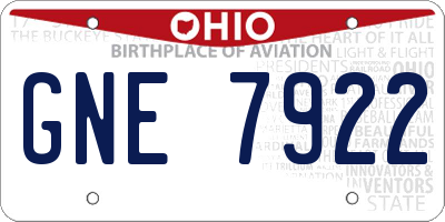 OH license plate GNE7922