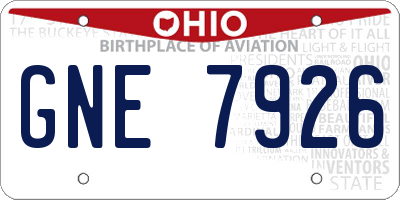 OH license plate GNE7926