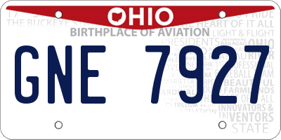 OH license plate GNE7927