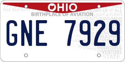 OH license plate GNE7929