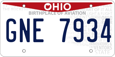 OH license plate GNE7934