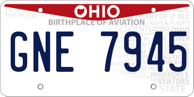 OH license plate GNE7945