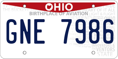 OH license plate GNE7986