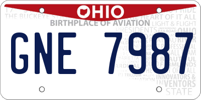 OH license plate GNE7987