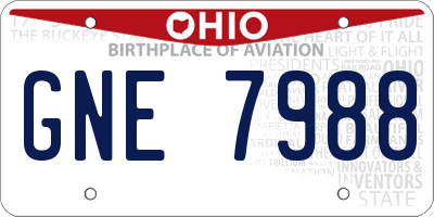 OH license plate GNE7988