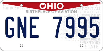 OH license plate GNE7995