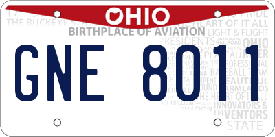 OH license plate GNE8011