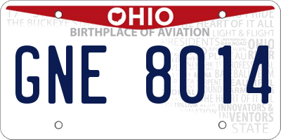OH license plate GNE8014