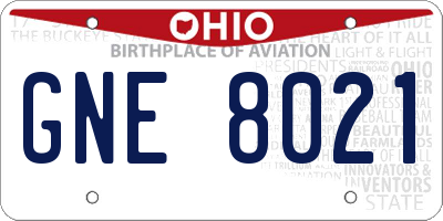 OH license plate GNE8021