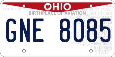 OH license plate GNE8085