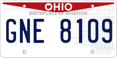 OH license plate GNE8109