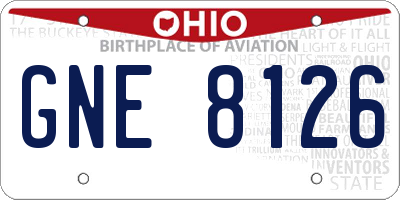 OH license plate GNE8126