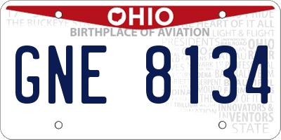 OH license plate GNE8134